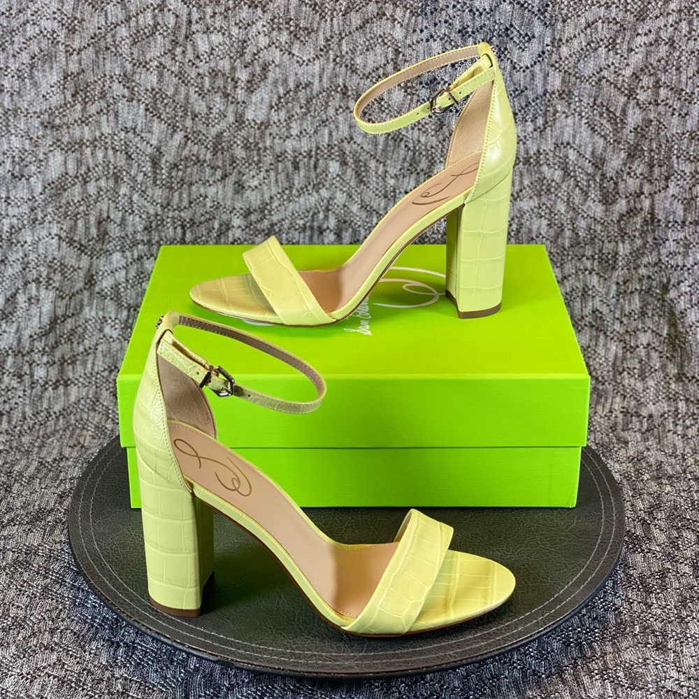Sam Edelman Yaro Sandal Heel Ankle Strap 9.5 M Kiwi Croco